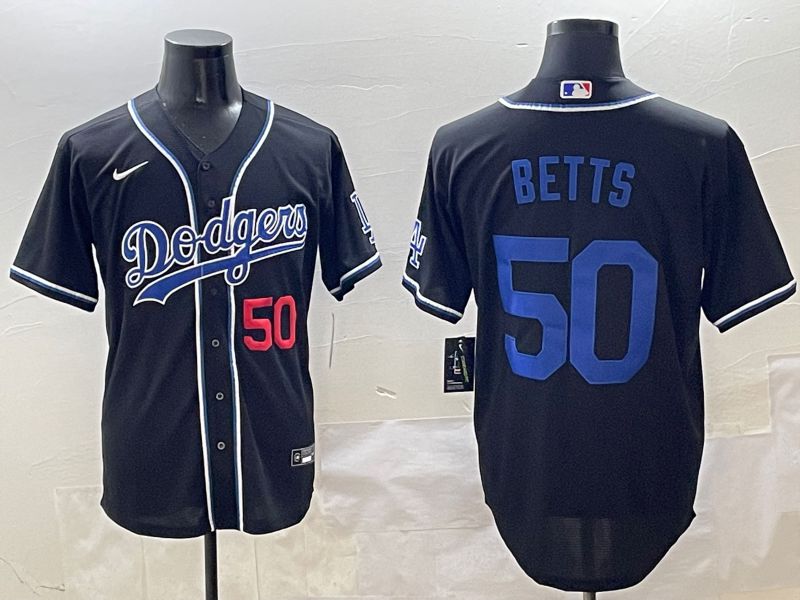 Men 2025 Los Angeles Dodgers #50 Betts Black Three generations Fashion Nike MLB Jersey style 6->los angeles dodgers->MLB Jersey